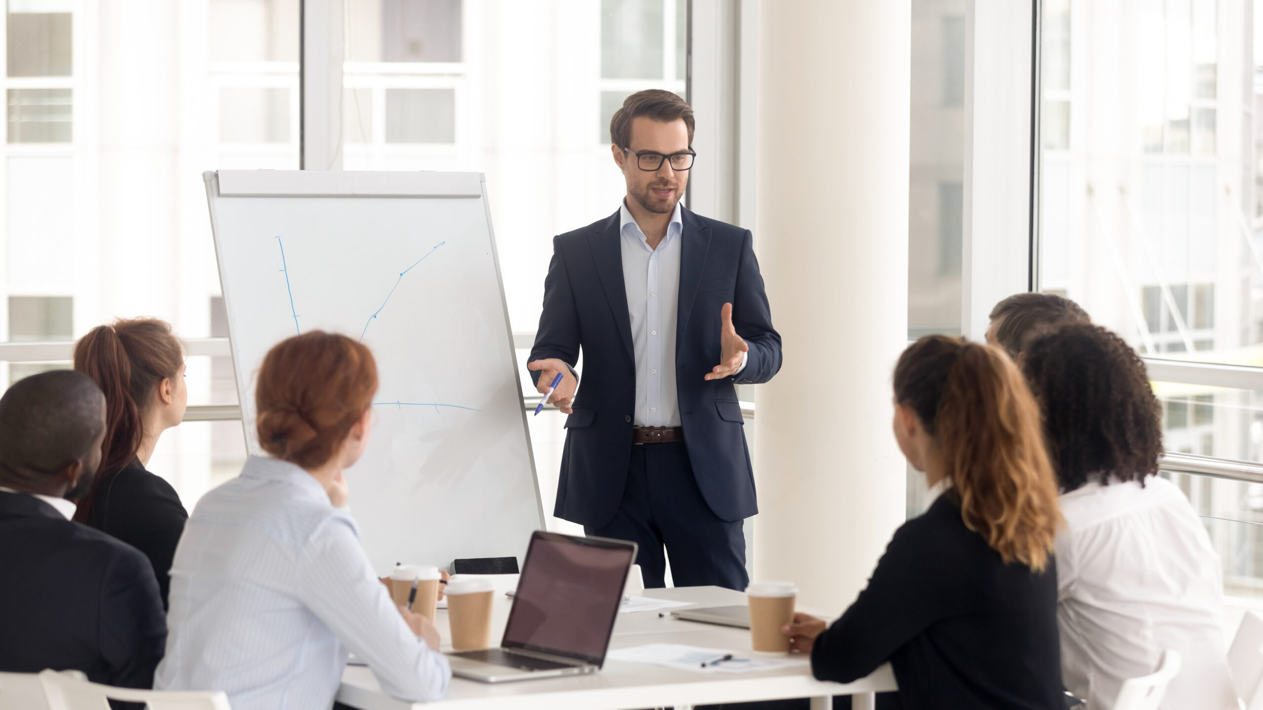 sales team in a strategy meeting